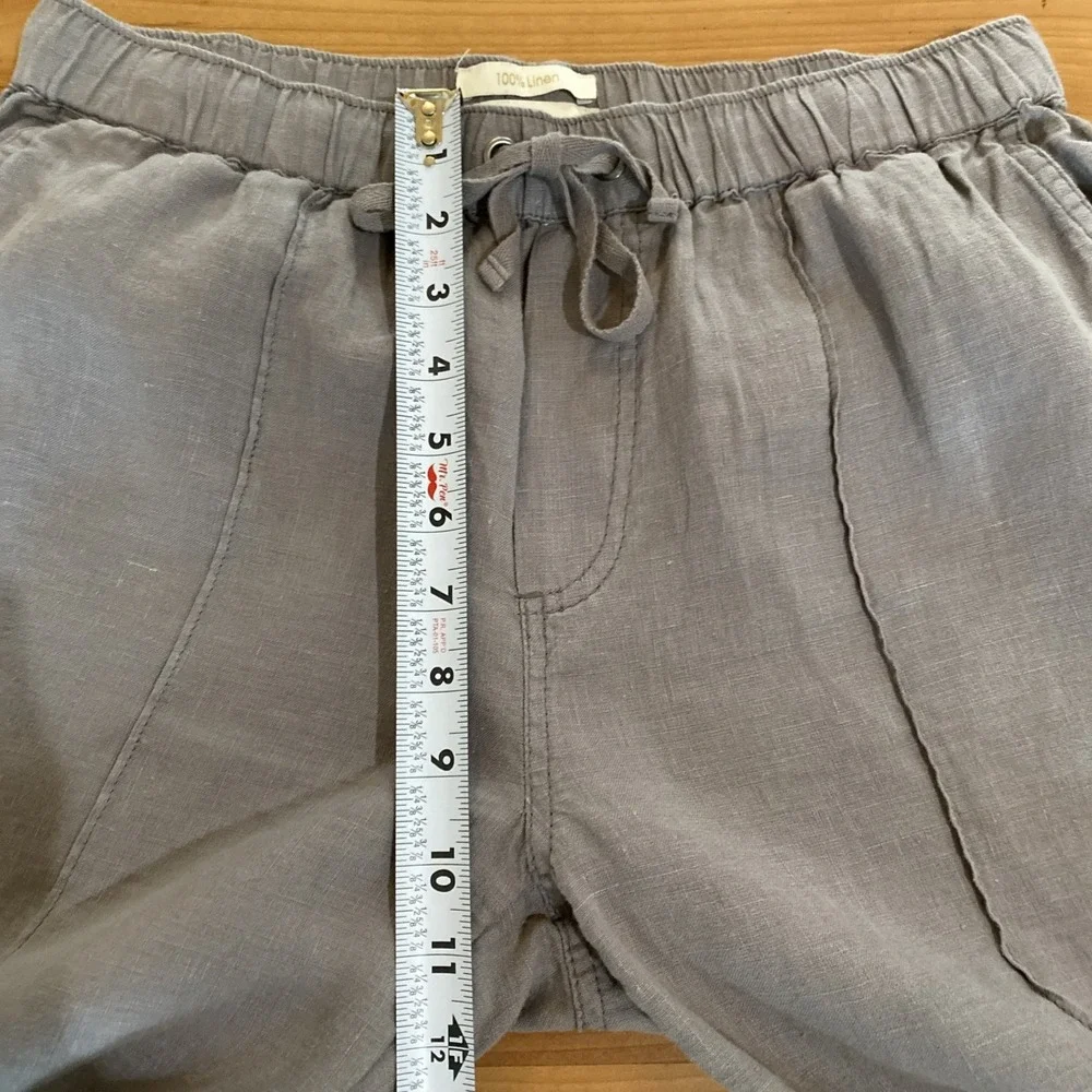 Cynthia Rowley Pants Womens Medium Gray‎ 100% Linen Pull on Jogger Pockets Beach